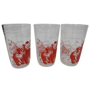 3 Vintage 1953 HOWDY DOODY Welchs Glass Jelly Jar Elephant Squirts Clarabell